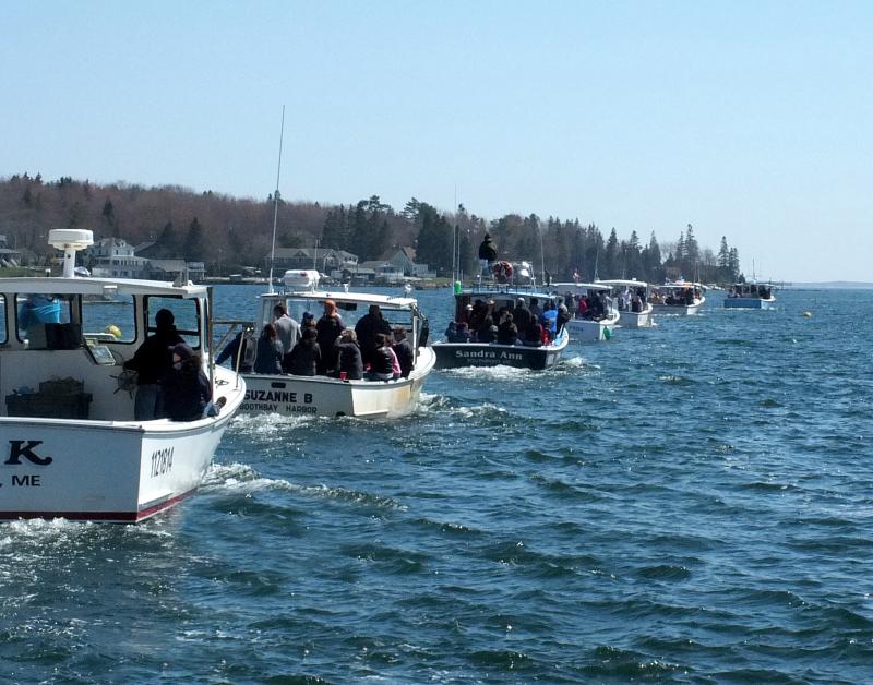 Nearly 40 commercial vessels participate in the blessing of the fleet. GARY DOW/Boothbay Register Nearly 40 commercial vessels participate in the blessing of the fleet. GARY DOW/Boothbay Register