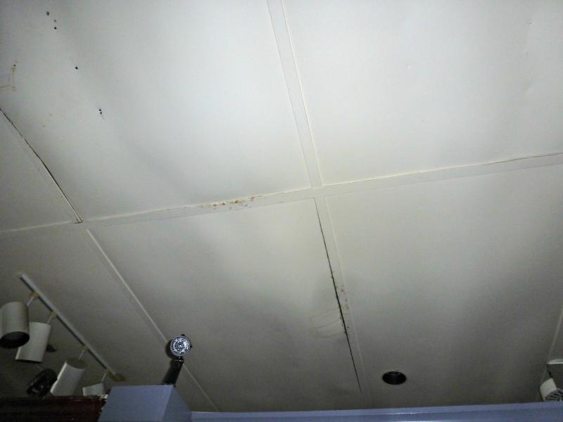 Damage to the ceiling near the back of the store. KATRINA CLARK/Boothbay Register