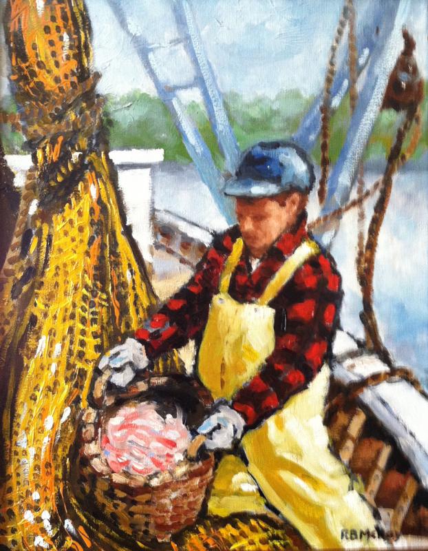 "Bucket of Shrimp," 11 by 14-inch oil by Robert B. McKay on display at Damariscotta River Grill in Damariscotta till mid-March. Robert B.McKay