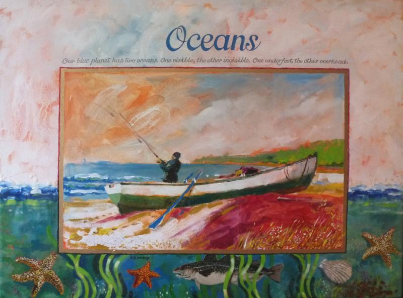 "Oceans," 30 by 40-inch oil by Robert B. McKay on display at Damariscotta River Grill in Damariscotta till mid-March. Robert B. McKay