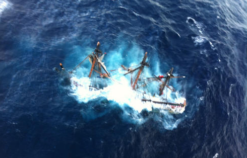 The Bounty foundered and sunk off the coast of North Carolina Oct. 29. (Photo courtesy of U.S. Coast Guard)