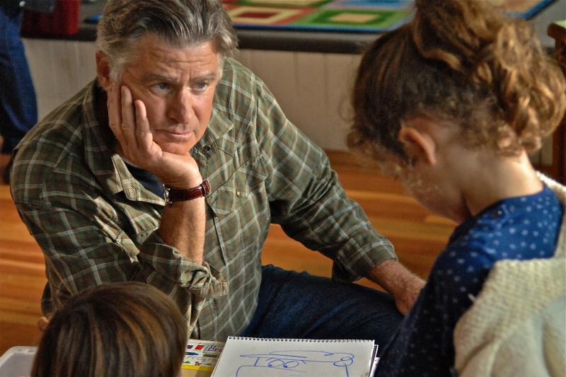 Actor Treat Williams in a scene from "Catatonk Blues," shot in the schoolhouse on Monhegan last fall. Courtesy of Bob Mrazek