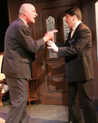 The sinister Jonathan Brewster (Bill Vaughn of Newcastle) and his nefarious partner Dr. Einstein (Tyson Bailey of Alna).
Marti Stone Photography