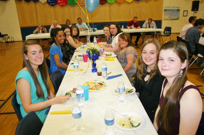 Members of the class of 2014 enjoy their meal. KEVIN BURNHAM/Boothbay Register