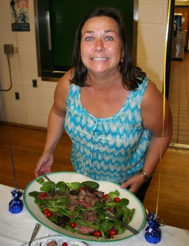 Banquet hostess Lisa Hallinan shows her happy face. KEVIN BURNHAM/Boothbay Register