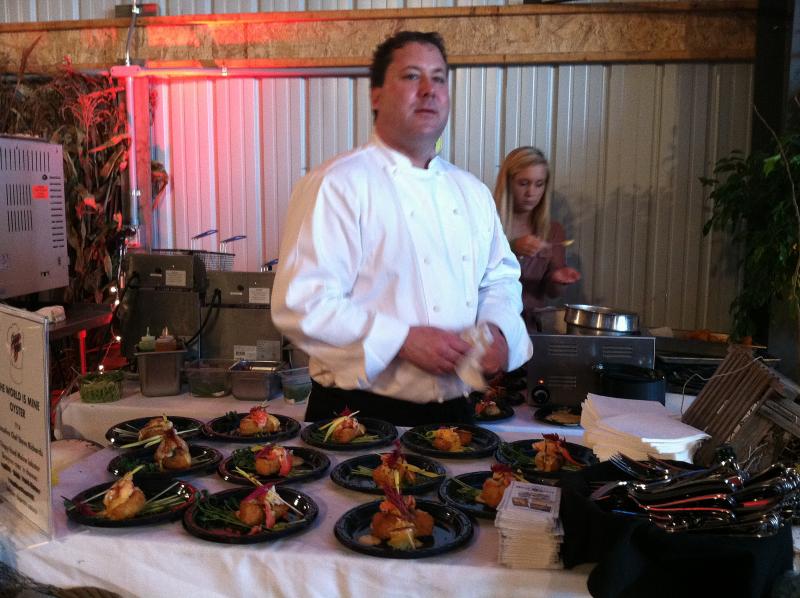 STEVE RICHARDS, executive chef of The World is Mine Oyster placed first in the Peoples’ Choice Awards for his crispy fried lobster mac ‘n’ gruyere cheese bite. SUZI THAYER/Boothbay Register