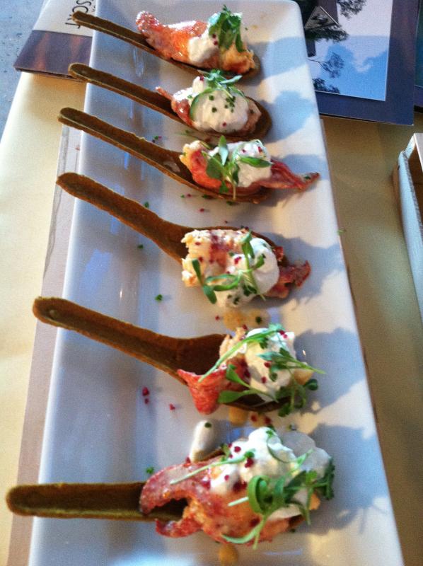 EXECUTIVE CHEF of Waters Edge Banquet, Margaret McLellan, made a lobster bite with an edible coconut curry spoon. SUZI THAYER/Boothbay Register