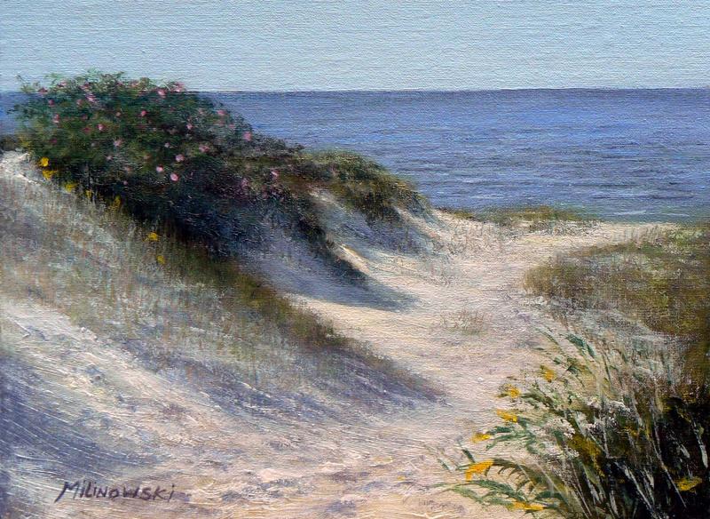 Nantucket “Dune Shadows” a 9 x 12 oil by Roger Milinowski. “Dune Shadows,” Roger Milinowski