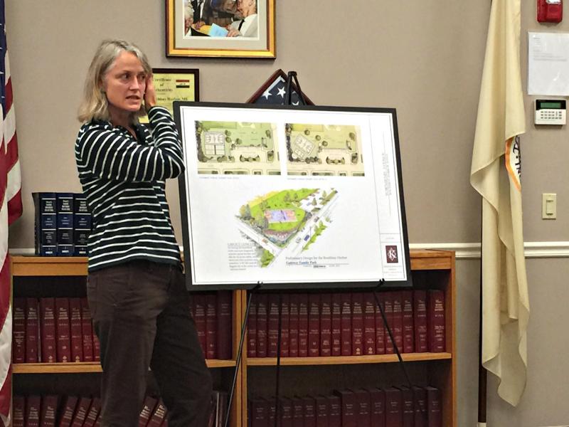 Danielle Betts of Knickerbocker presents her newest town gateway plans. KATRINA CLARK/Boothbay Register