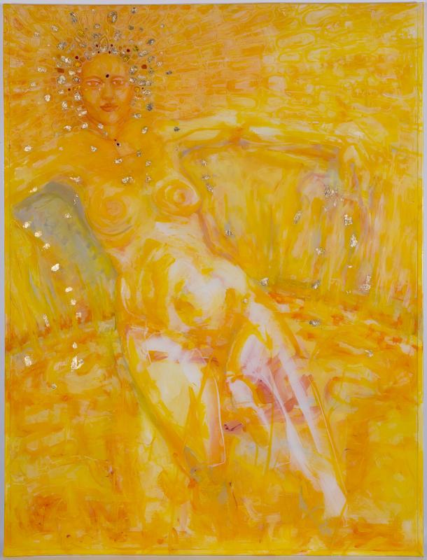 “Sowing the Seeds of Creation” is one of Doug Gimbel’s paintings in his new series, “Yellow,” currently on exhibit at Alison Evans Ceramics in Boothbay Harbor. This is Gimbel’s first show in the harbor since 2002. “Sowing the seeds of Creation,” 32”x 42”, Doug Gimbel