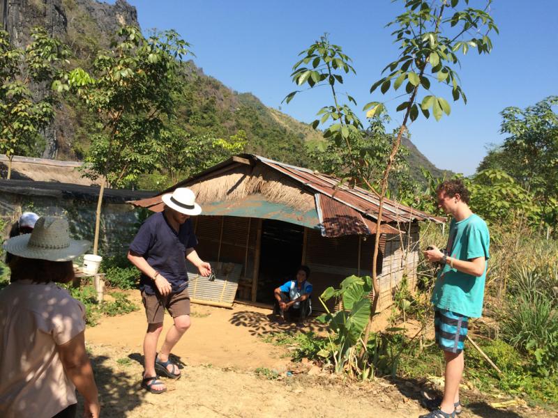 FTD’s Mee with Mexicali’s Chauncey Erskine and friend Ben Hoagland at a small village near the Myanmar border. Courtesy photo