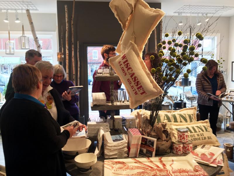 People look at the merchandise at the BIRCH open house. SUZI THAYER/Boothbay Register