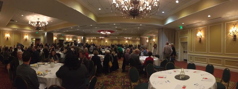 The Friday, Oct. 13, 2017 Penobscot Bay Regional Chamber of Commerce breakfast in Rockport drew a crowd. (Photo by Jenna Lookner)