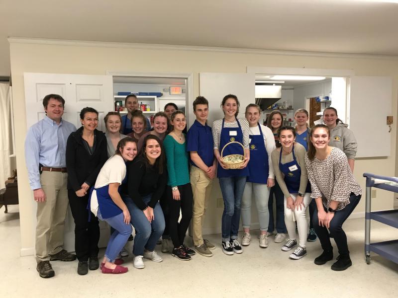 Rotary Club of Boothbay Harbor President Jonathan Tindal, second row left, thanked the 16 Interact Club members Feb. 13 who sponsored a spaghetti fundraiser for the Boothbay Region Student Aid Fund. Courtesy photo