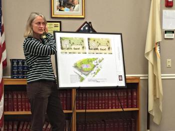 Danielle Betts of Knickerbocker presents her newest town gateway plans. KATRINA CLARK/Boothbay Register