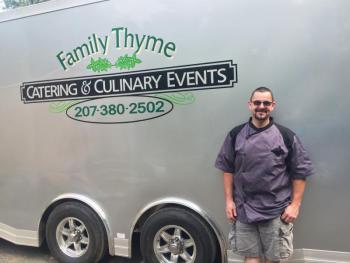 Michael Whitney and his new “kitchen,” which he’ll be using for his catering and culinary events business. SUZI THAYER/Boothbay Register