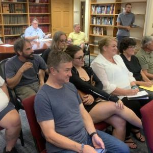 A potential land use fine of a West Side Road resident drew a larger than expected crowd Aug. 13 to the Boothbay selectmen's meeting. BILL PEARSON/Boothbay Register Crowd