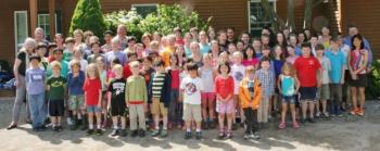 The 2012-2013 student body and teachers of the Center for Teaching and Learning. The group photo imitates the first photo taken in 1990 when the school first opened. Founder, teacher and chairman of the board Nancie Atwell, on left, second row, is retiring at the end of this school year. LISA KRISTOFF/Boothbay Register