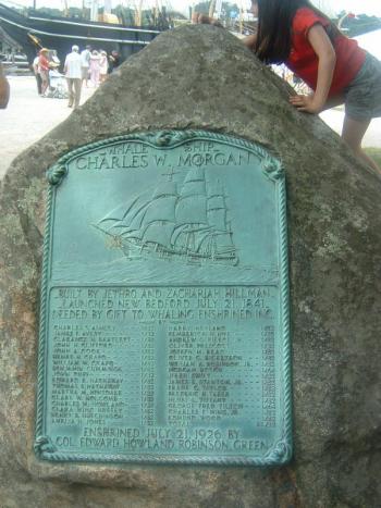 The original 32 individuals who formed the save the ‘Charles W. Morgan’ group on July 21,1926 are listed on this plaque. Sally Bullard, resident of East Boothbay, is related to the gentlemen with the last name Crapo (Cray-po). Courtesy of Sally Bullard