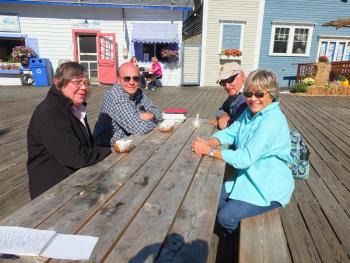 David Porter and his wife, Jane, left, and Denny and Elaine Thomas from Vermont. SUZI THAYER/Boothbay Register