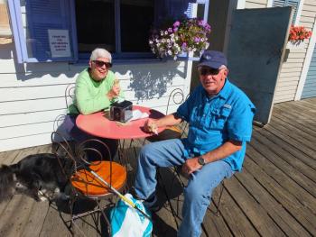 Gene and Terry Fiset and their dog, Annie, from Ormond Beach, Fla. SUZI THAYER/Boothbay Register  