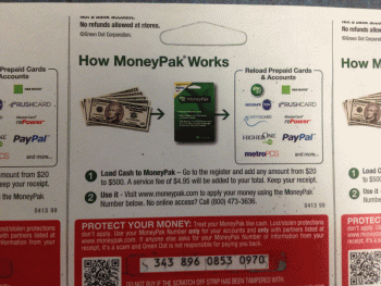 Photo of MoneyPak card