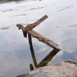 A rusted piece of metal is all that remains of a ship near where the drying racks were once located. BEN BULKELEY/Boothbay Register