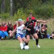 Sinead Miller grapples with a Lisbon defender. RYAN LEIGHTON/Boothbay Register