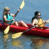 These gals will eventually get the hang of using the kayak paddle. GARY DOW/Boothbay Register