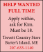 Help Wanted Ad -  Full Time
