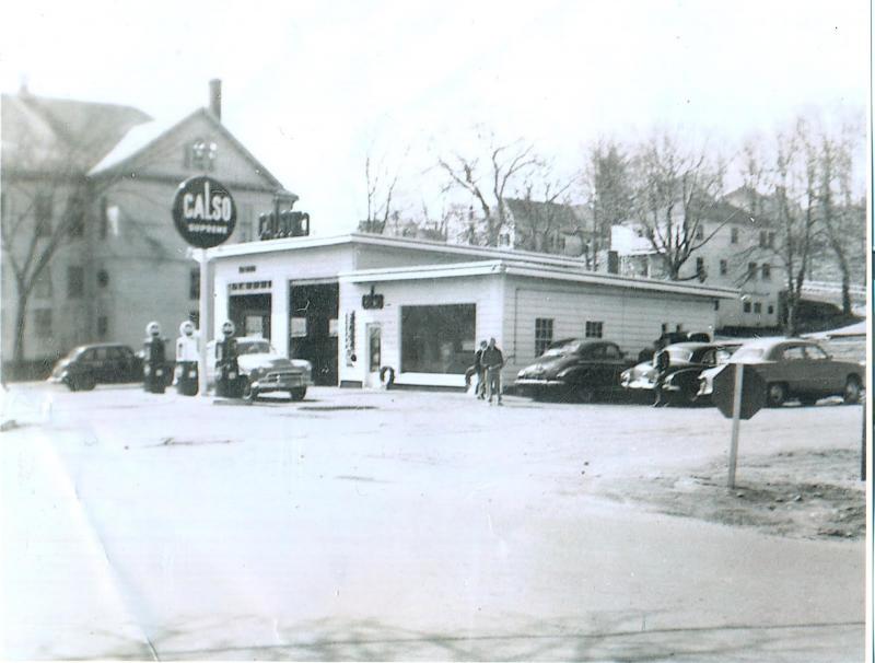 Peanut Lewis' Calso Gas Station in 1953, with the Opera House on the left and Oak Street above Peanut Lewis' Calso Gas Station in 1953, with the Opera House on the left and Oak Street above