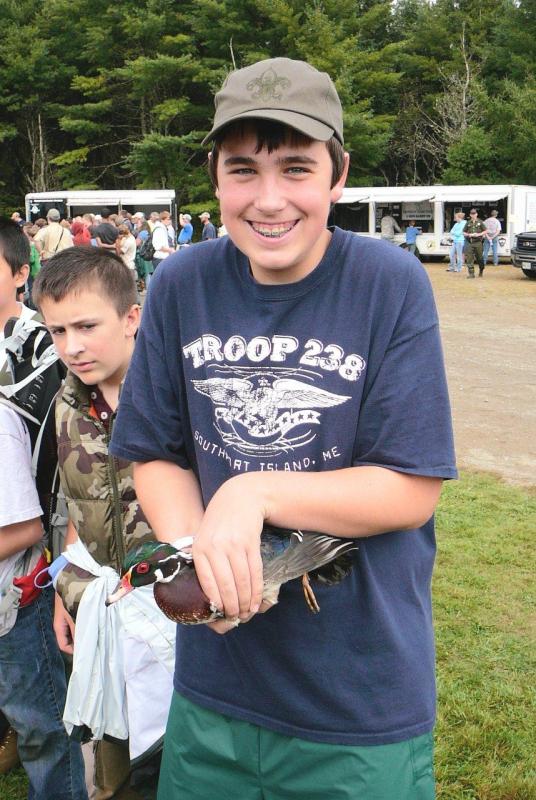 Jacob Bishopp learns how to hold a wood duck on his birthday. Courtesy of Sarah Sherman Jacob Bishopp learns how to hold a wood duck on his birthday. Courtesy of Sarah Sherman