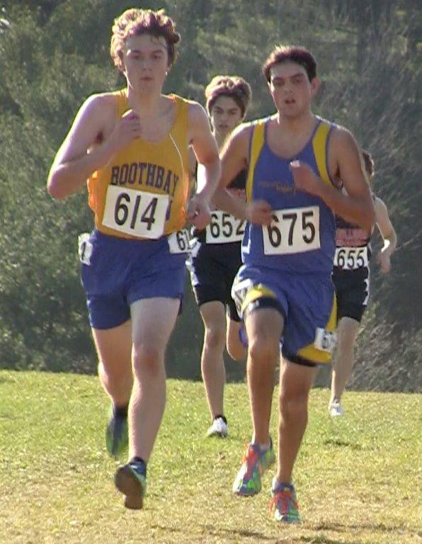 Alex Owen runs the last race of his cross-country career at BRHS. Owen met his goal for this season, to break 18:00 minutes in a 3.1 mile course. He ran the race 17:56. RYAN LEIGHTON/Boothbay Register Alex Owen runs the last race of his cross-country career at BRHS. Owen met his goal for this season, to break 18:00 minutes in a 3.1 mile course. He ran the race 17:56. RYAN LEIGHTON/Boothbay Register