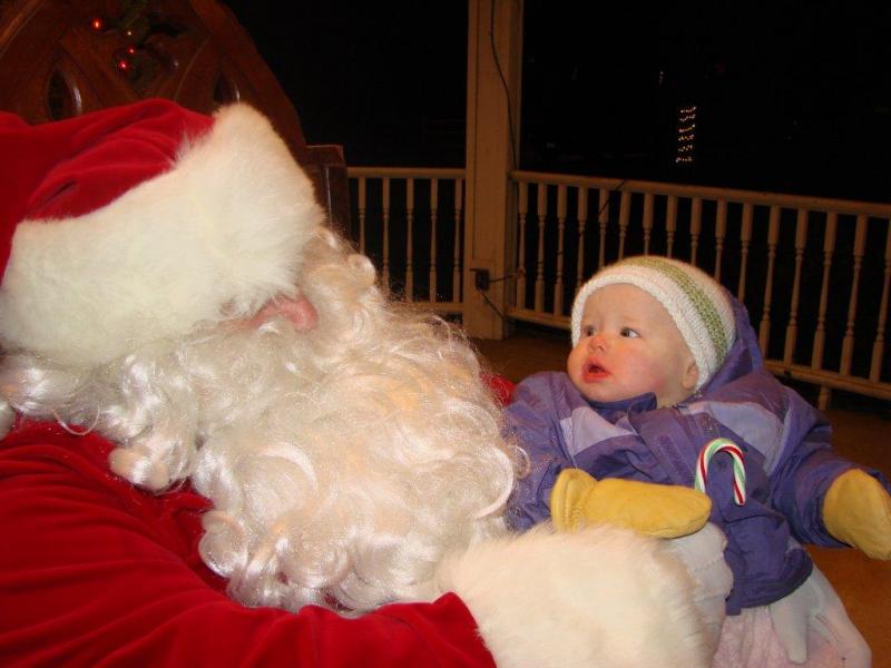 8 month old Pauline and Santa meet for the first time. LISA KRISTOFF/Boothbay Register 8 month old Pauline and Santa meet for the first time. LISA KRISTOFF/Boothbay Register
