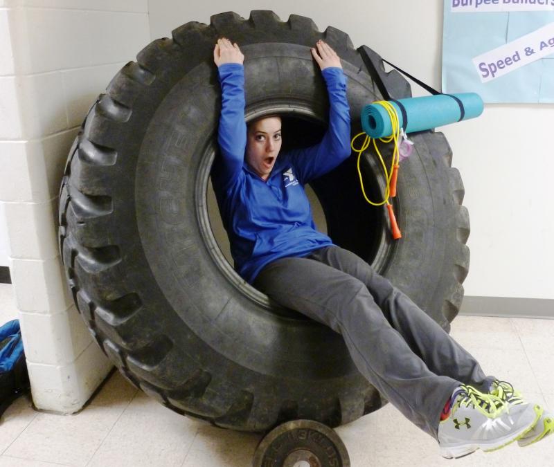 Hake shows us that tires aren't just great for flipping, they can be a lot of fun, too. KATRINA CLARK/Boothbay Register Hake shows us that tires aren't just great for flipping, they can be a lot of fun, too. KATRINA CLARK/Boothbay Register