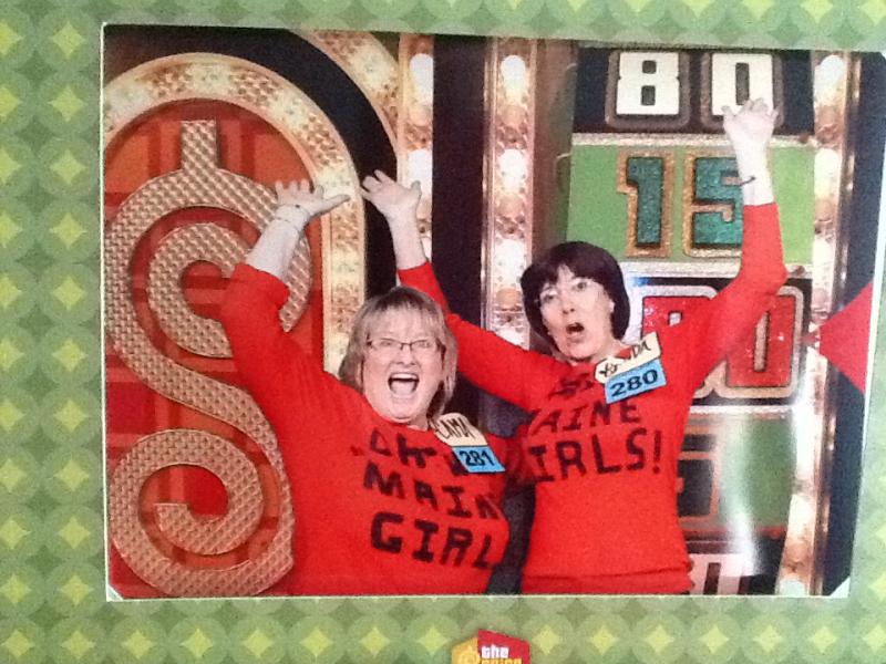 Cama Hagerthy of Boothbay, left, and her childhood friend, Brenda Walfield-Episcopo, on the set of “The Price Is Right” when the show was taped on March 26. Below: The shirts Cama Hagerthy made for her and her friend Brenda's appearance on “The Price Is Right.” Courtesy of Cama Hagerthy Cama Hagerthy of Boothbay, left, and her childhood friend, Brenda Walfield-Episcopo, on the set of “The Price Is Right” when the show was taped on March 26. Courtesy of Cama Hagerthy