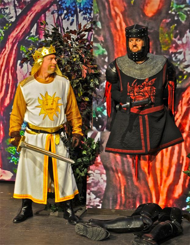 The Black Knight (Alan Baldwin) tries to convince King Arthur (John Adams) that he only has a “flesh wound” in the Boothbay Playhouse production of “Spamalot.” The show is rated PG-13 and runs June 27 through July 13. Tickets are $23 for adults, $19 for children 17 years old or younger and can be purchased at the Boothbay Playhouse box office or by calling 207-633-3379. Courtesy of Boothbay Playhouse The Black Knight (Alan Baldwin) tries to convince King Arthur (John Adams) that he only has a “flesh wound” in the Boothbay Playhouse production of “Spamalot.” The show is rated PG-13 and runs June 27 through July 13. Tickets are $23 for adults, $19 for children 17 years old or younger and can be purchased at the Boothbay Playhouse box office or by calling 207-633-3379. Courtesy of Boothbay Playhouse