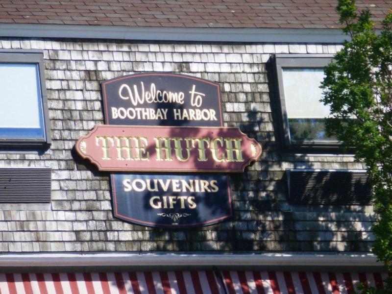 The sign over the Hutch, seen by people driving down Oak Street, proclaims, “Welcome to Boothbay Harbor.” KATRINA CLARK/Boothbay Register The sign over the Hutch, seen by people driving down Oak Street, proclaims, “Welcome to Boothbay Harbor.” KATRINA CLARK/Boothbay Register