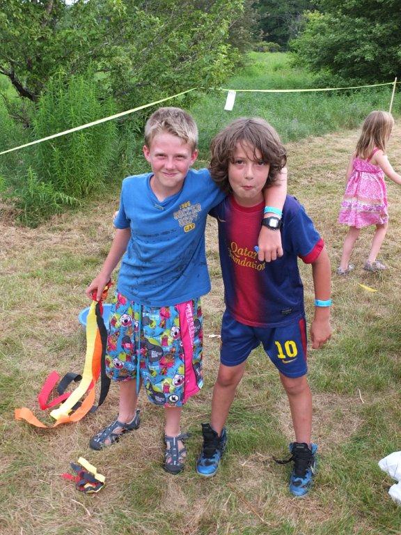 Liam Dun and James Dun Rappaport take a break from the ribbon toss at Volksmarch. RYAN LEIGHTON/Boothbay Register Liam Dun and James Dun Rappaport take a break from the ribbon toss at Volksmarch. RYAN LEIGHTON/Boothbay Register