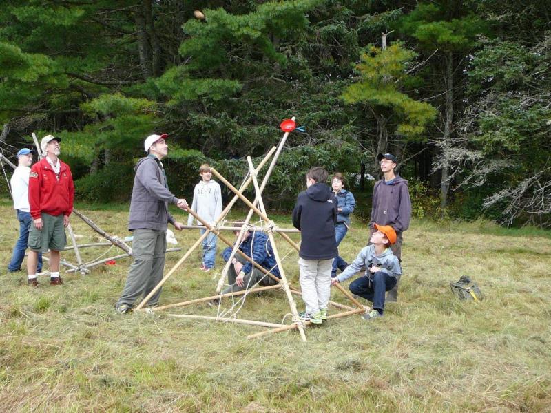 Scouts build and use a catapult to hurl potatoes at the Camporee. Courtesy of Sarah Sherman Scouts build and use a catapult to hurl potatoes at the Camporee. Courtesy of Sarah Sherman
