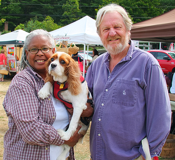 Laura Ingersol and Jerrett Hansen and their dog Corky, from Baltimore, Md. SUZI THAYER/Boothbay Register Laura Ingersol and Jerrett Hansen and their dog Corky, from Baltimore, Md. SUZI THAYER/Boothbay Register