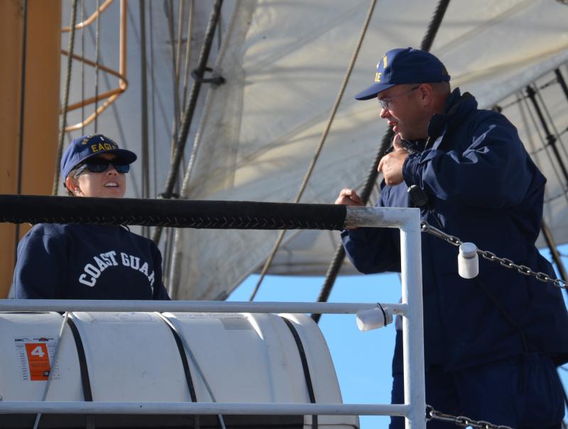Chief Frank Brown is one the more formidable and knowledgeable leaders aboard the Eagle, but he teaches with kindness and thorough respect for everyone he encounters. He also enjoys a good cigar. (Photo by Lynda Clancy