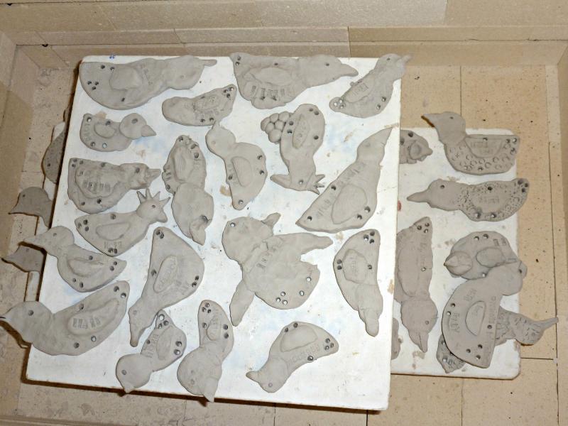 Inside the kiln in the school’s art room, the fourth graders clay bird are ready to fire. KATRINA CLARK/Boothbay Register