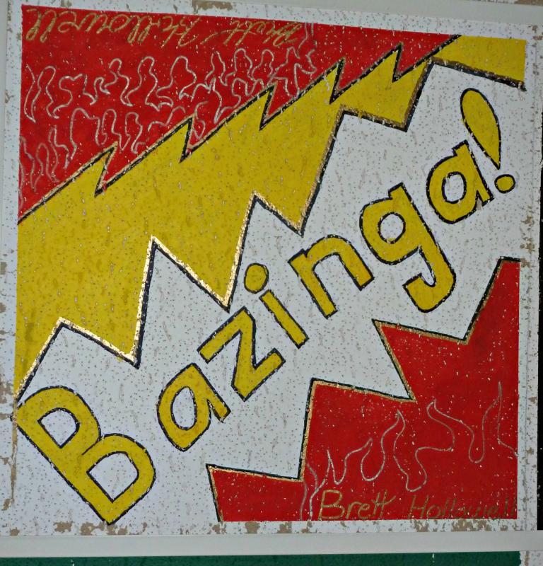 Clearly seventh grader Brett Hollowell is a fan of “The Big Bang Theory,” since he painted Sheldon Cooper’s catchphrase on his tile this year. KATRINA CLARK/Boothbay Register