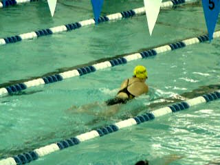 Seahawk Nicole LaBrecque bringing home the win in the girls 100 yard breaststroke. KATRINA CLARK/Boothbay Register