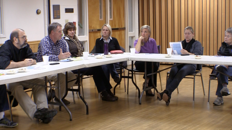 Andy Hamblett (second from left) discusses new ideas on how to utilize the region’s resources and assets to attract more visitors. RYAN LEIGHTON/ Boothbay Register