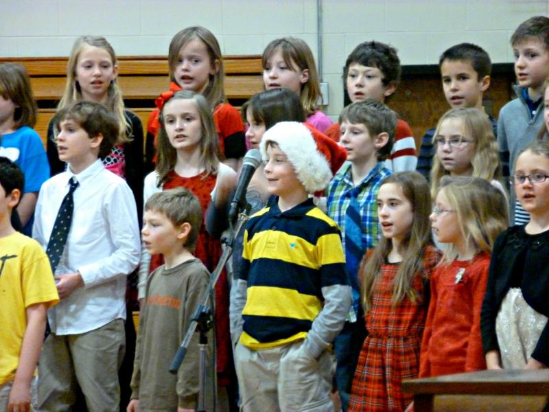 Third graders sing “Maine Christmas” at the holiday concert at BRES. KATRINA CLARK/Boothbay Register