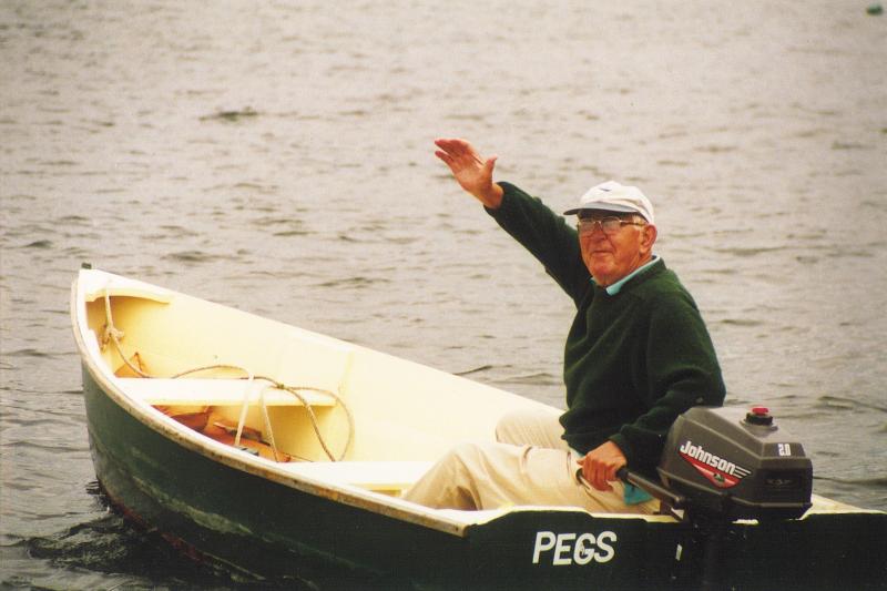 Mark Colby’s father, Robert, in his boat “Pegs 3.” Courtesy of Mark Colby