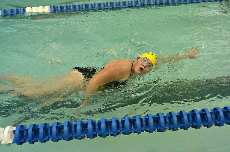 Seahawk Chelsea Graves takes a breath during the girls 200-yard medley relay. KATRINA CLARK/Boothbay Register