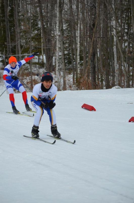 Kyle Alamo tucks in during Saturday’s race as the competitor behind him loses control. Courtesy of Aqui Alamo Photo of Kyle Alamo